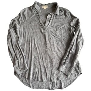 Cloth & Stone Viscose Long Sleeve Grey Blouse Tunic Women's Medium Minimalist